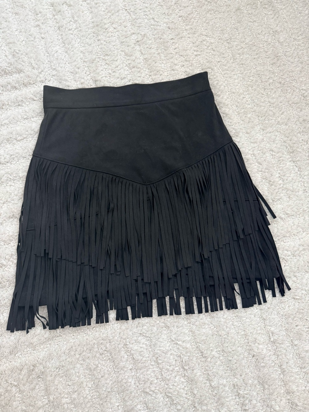Altar’d State Women’s Black Fringe Suede Mini Skirt - Size XS